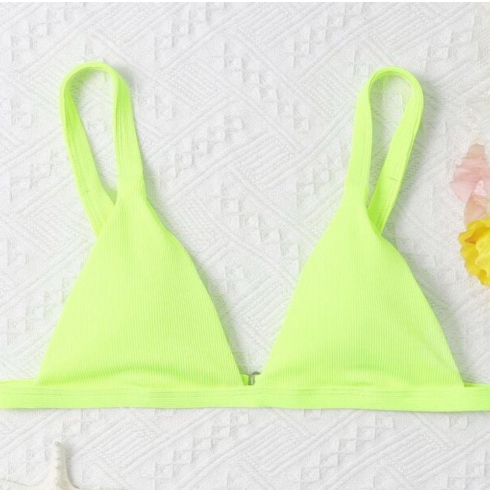 SHEIN Neon Lime Triangle Swim Bra